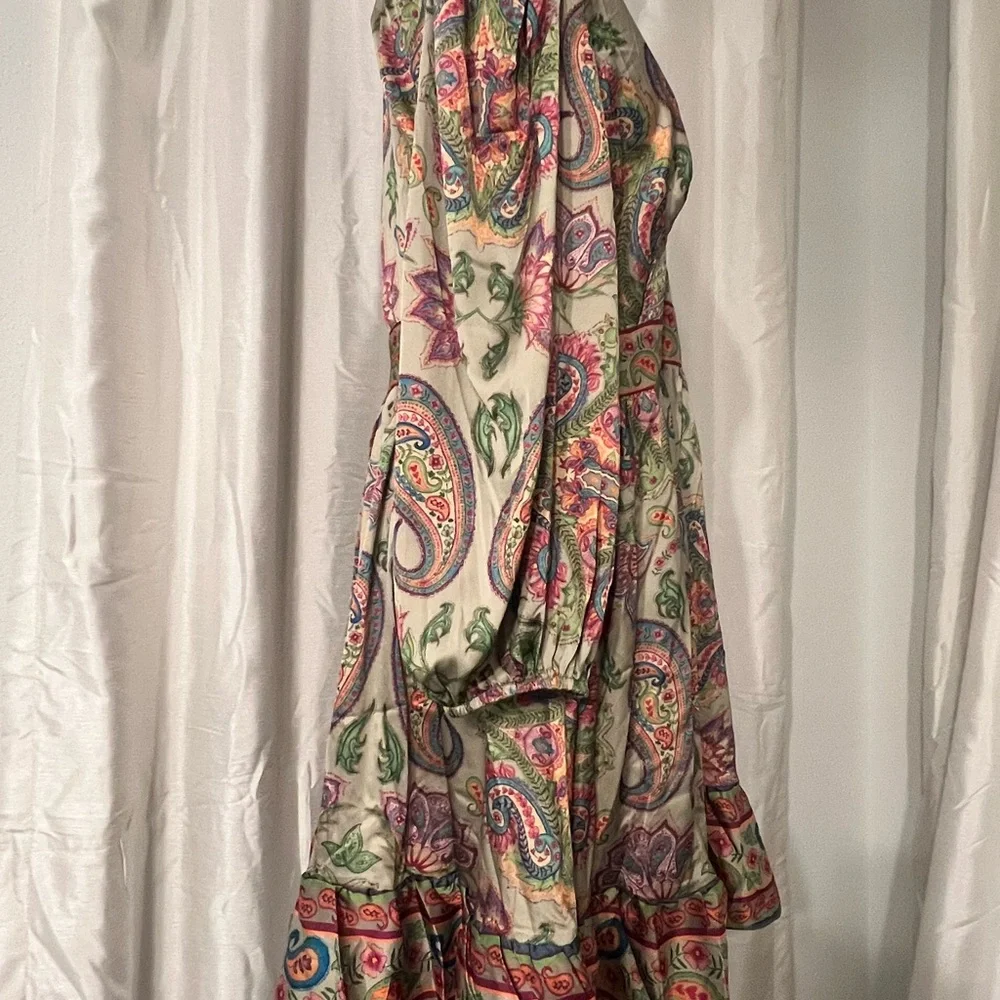 SHEIN X Marina Oliveira Multicolor Paisley Long Sleeve Dress Large - Picture 2 of 7